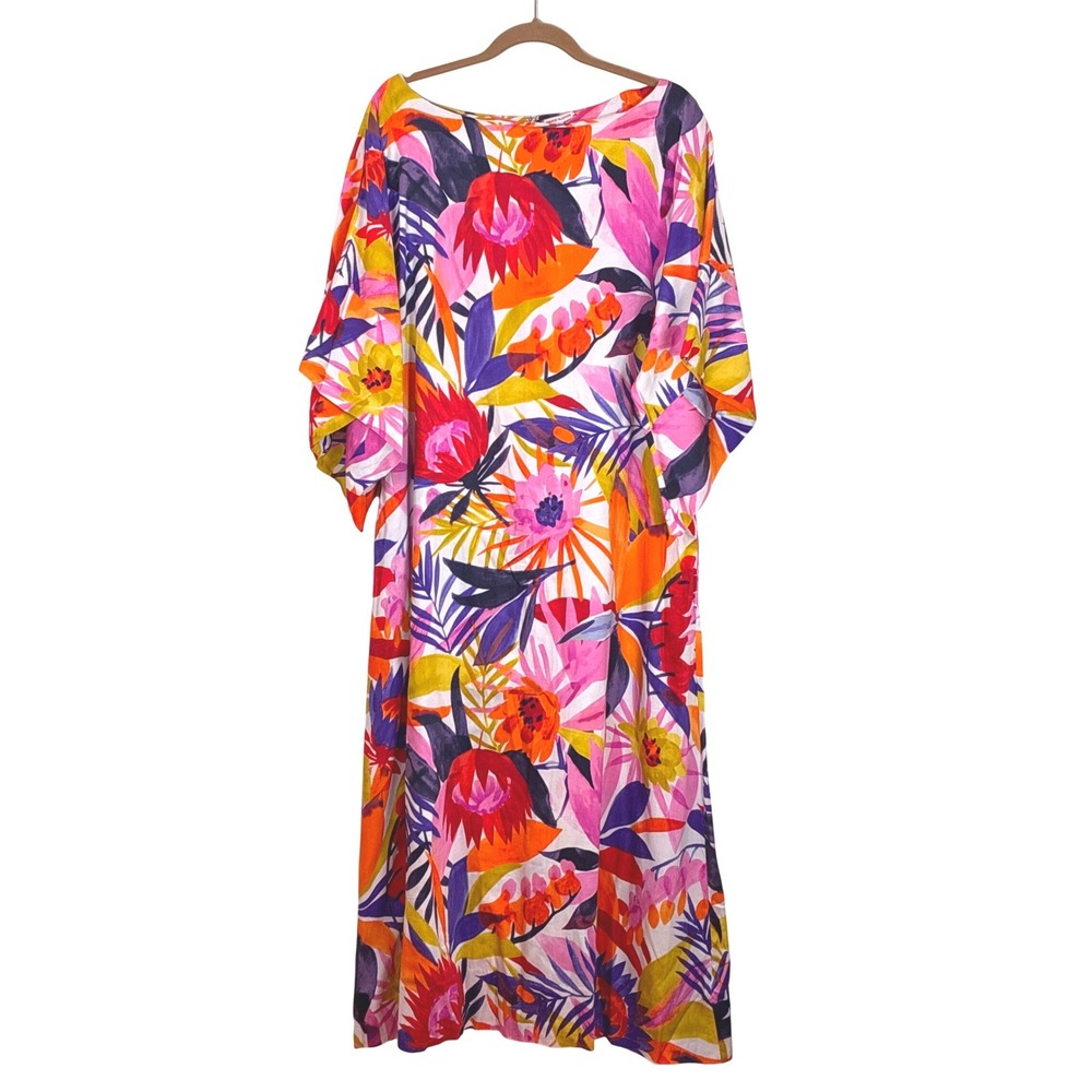 Frances Valentine Maxi Dress Spinnaker Lanai Floral Large Boho Vacation Resort